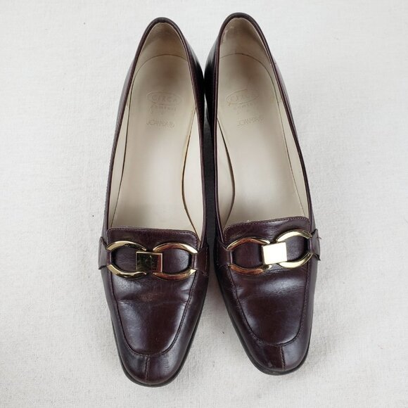 Joan & David Circa Comfort 365 Nadina Brown Leather Heeled Loafers Size 6.5 - Picture 4 of 11